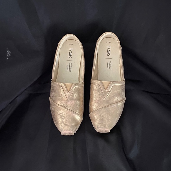 Tom’s Alpargata Champagne Shimmer Size 7.5W - Picture 1 of 6